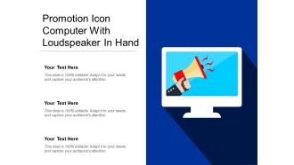 Promotion icon computer with loudspeaker in hand