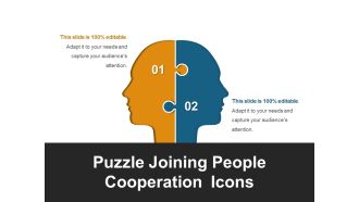 Puzzle joining people cooperation icons ppt sample file