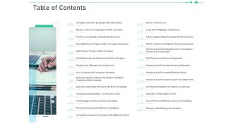 Raise funding from corporate investments table of contents ppt icon slideshow