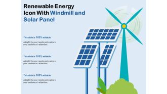 Renewable energy icon with windmill and solar panel