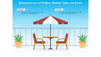 Restaurant icon of outdoor wooden table and chairs