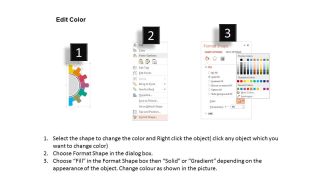 Rs five staged semi gear design with icons flat powerpoint design