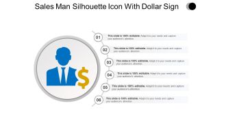 Sales man silhouette icon with dollar sign ppt design