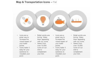 Satellite hot air balloon submarine cargo ship ppt icons graphics