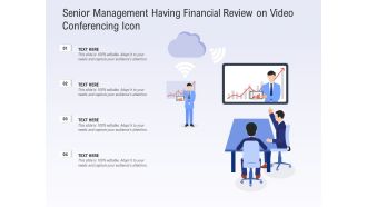 Senior management having financial review on video conferencing icon