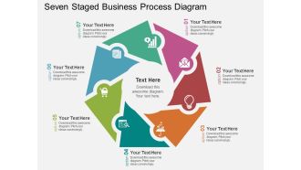 Seven staged business process diagram flat powerpoint design