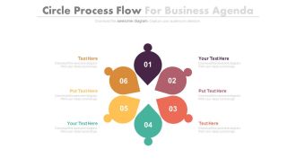 Six circle process flow for business agenda flat powerpoint design