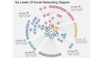 Six levels of social networking diagram flat powerpoint design