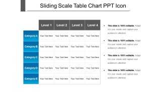 Sliding scale table chart ppt icon