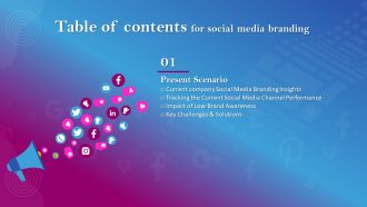 Social Media Branding For Table Of Contents Ppt Icon Guidelines