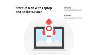 Start up icon with laptop and rocket launch
