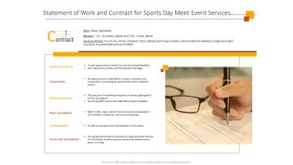 Statement of work and contract for sports day meet event services ppt powerpoint presentation icon