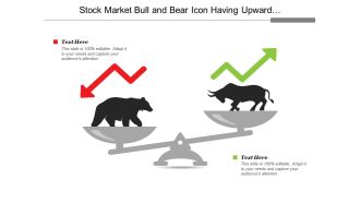 Stock market bull and bear icon having upward and downward arrow