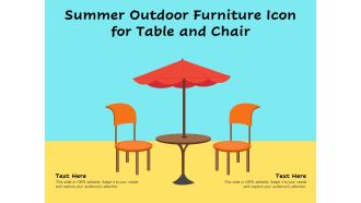 Summer outdoor furniture icon for table and chair