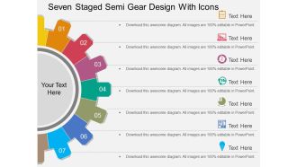 Sv seven staged semi gear design with icons flat powerpoint design