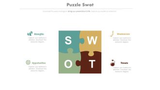 Swot analysis puzzle diagram and icons flat powerpoint design