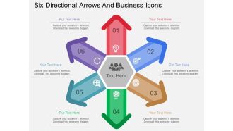 Sx six directional arrows and business icons flat powerpoint design