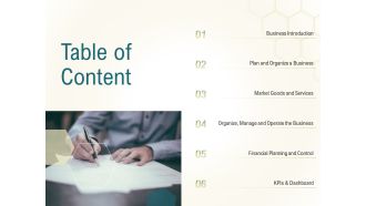 Table of content business planning actionable steps ppt infographic template icons
