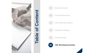Table of content miscellaneous activities ppt powerpoint presentation slides icons