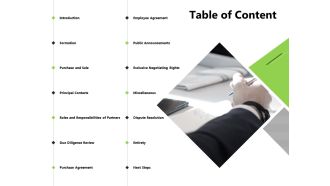 Table of content public announcements powerpoint presentation pictures icons