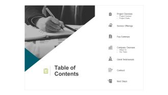 Table of contents company overview ppt powerpoint presentation infographics