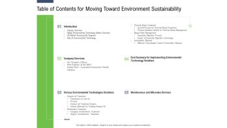 Table of contents for moving toward environment sustainability ppt powerpoint presentation icon