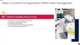 Table Of Contents For Organization Attrition Ppt Formates Icons