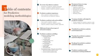 Table Of Contents For Predictive Modeling Methodologies Ppt Icon Background Designs