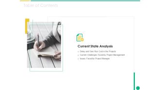 Table of contents how to escalate project risks ppt icon master slide