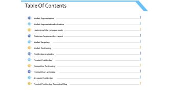 Table of contents market segmentation ppt powerpoint presentation slides ideas