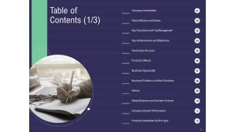 Table of contents values growth ppt powerpoint presentation styles icons