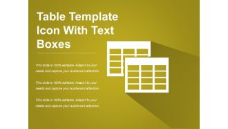 Table template icon with text boxes