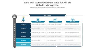 Table with icons powerpoint slide for affiliate website management infographic template