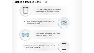 Tablet camera printer mobile communication ppt icons graphics