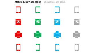 Tablet camera printer mobile communication ppt icons graphics