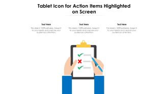 Tablet icon for action items highlighted on screen