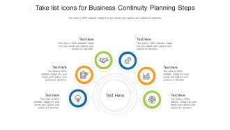 Take list icons for business continuity planning steps infographic template