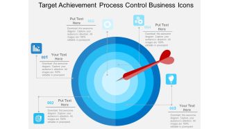 Target achievement process control business icons flat powerpoint design