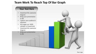 Team work to reach top of bar graph ppt graphics icons powerpoint