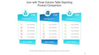 Three Column Table With Icon Product Comparison Software Marketing Subscription Advertising