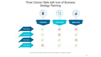Three Column Table With Icon Product Comparison Software Marketing Subscription Advertising