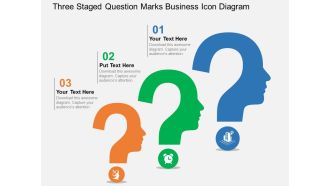 Three staged question marks business icon diagram flat powerpoint design