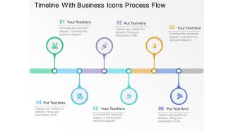 Timeline with business icons process flow flat powerpoint design