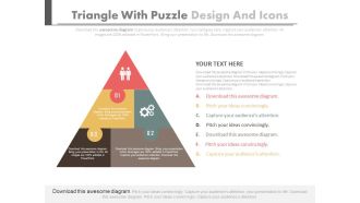 Triangle with puzzle design and icons flat powerpoint design