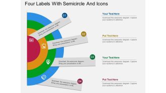 Ts four labels with semicircle and icons flat powerpoint design