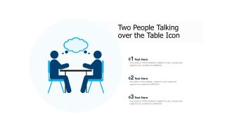 Two people talking over the table icon