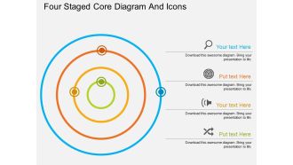 Tx four staged core diagram and icons flat powerpoint design