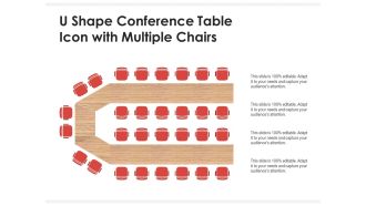 U shape conference table icon with multiple chairs