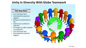 Unity in diversity with globe teamwork ppt graphics icons powerpoint