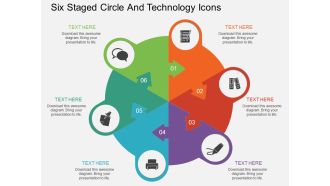Uq six staged circle and technology icons flat powerpoint design